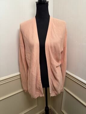 Sissy Boy Organic Cotton Open-Front Ribbed Cardigan Peach / Soft Pink Minimalist